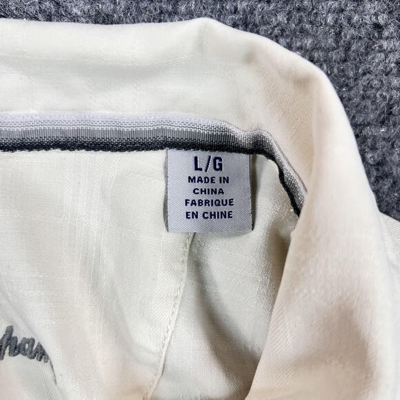 Tommy Bahama Shirt Mens Large White Silk Scrolling Vines Embroidered Button Up - Picture 3 of 11